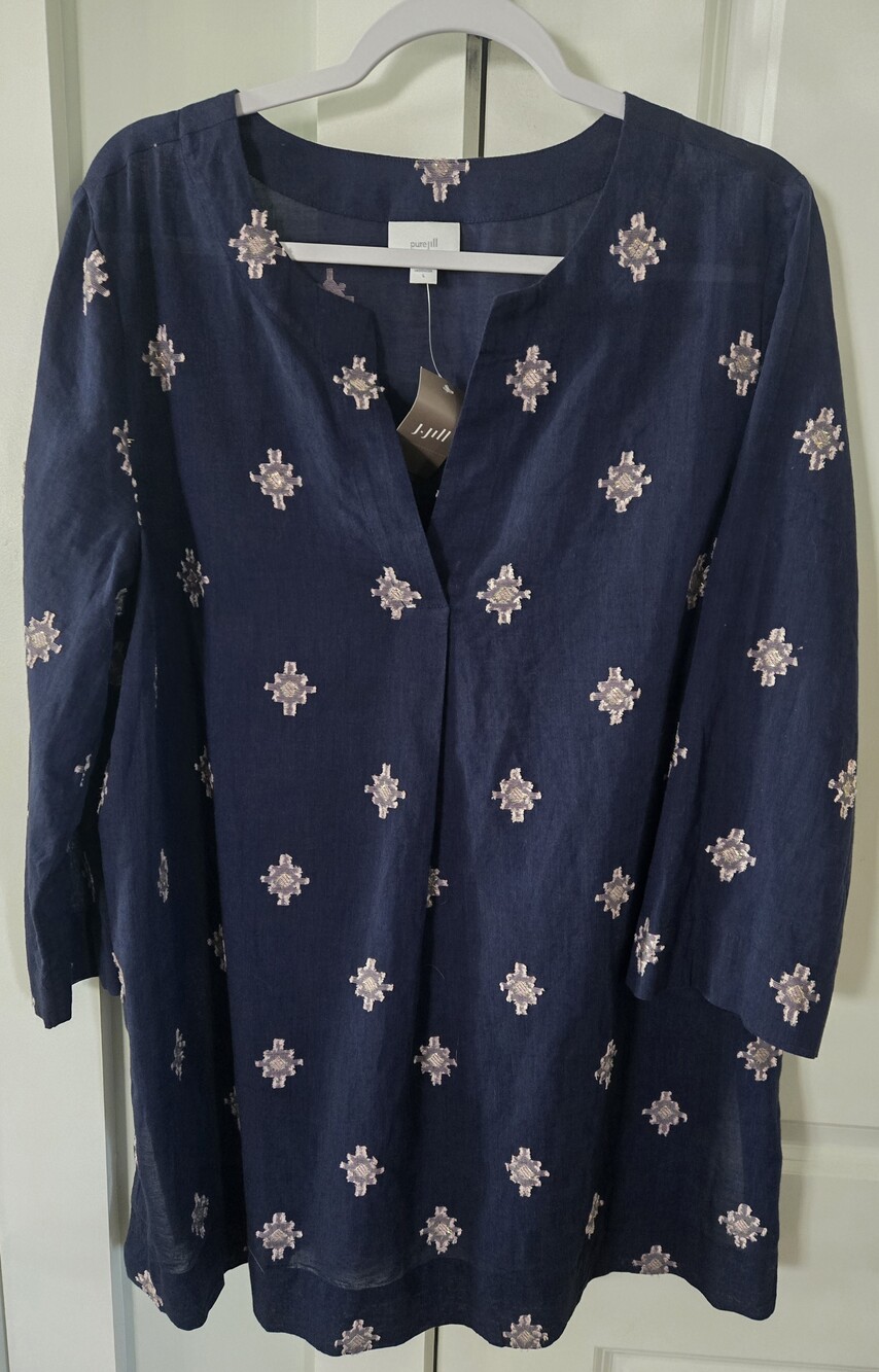 pure jill Navy Blue Tunic Size Large NWT